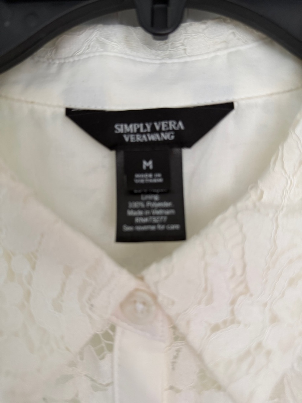 Simply Vera Vera Wang White Lace Button-Down Shirt - Picture 5 of 8